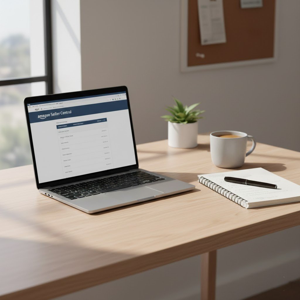 Workspace of a beginner starting an Amazon dropshipping business