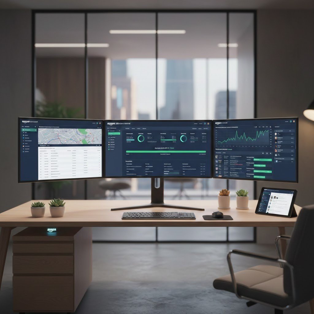 Amazon virtual assistant managing daily operations through Seller Central dashboards and fulfillment systems.