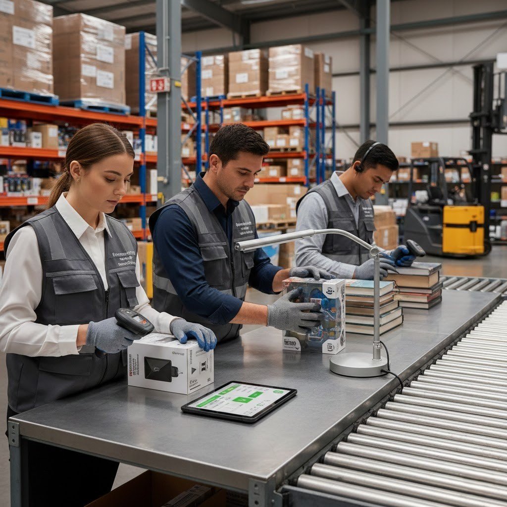 Inbound inspection and verification at an Amazon prep center.