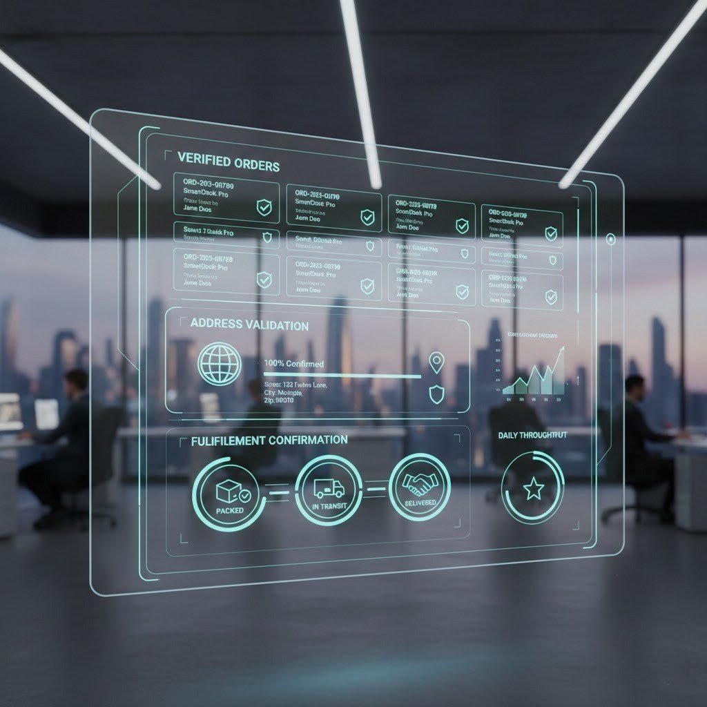 Amazon order processing workflow with verified orders and fulfillment checks.
