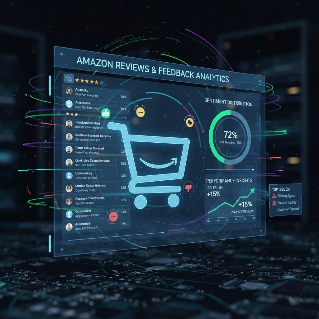 Amazon reviews and seller feedback monitoring dashboard.