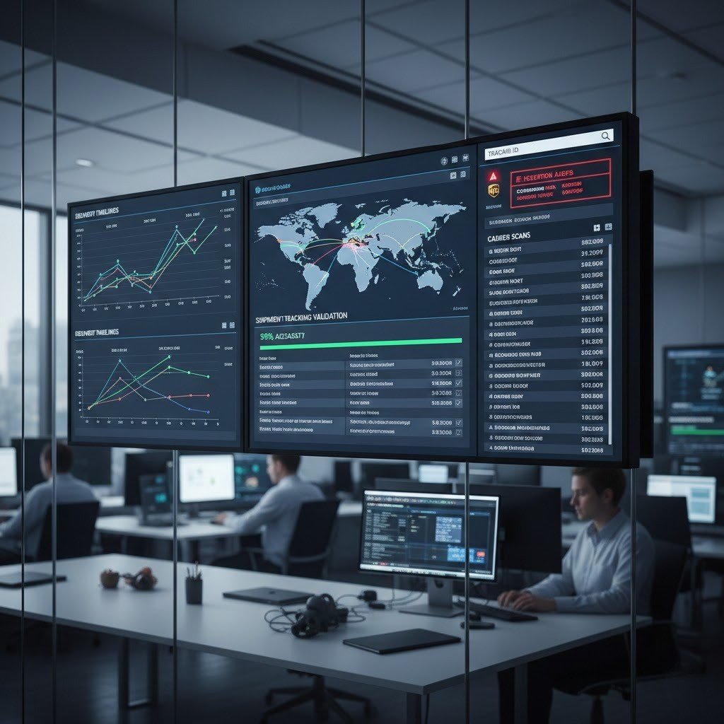 Amazon shipment tracking validation showing carrier scans and delivery status.