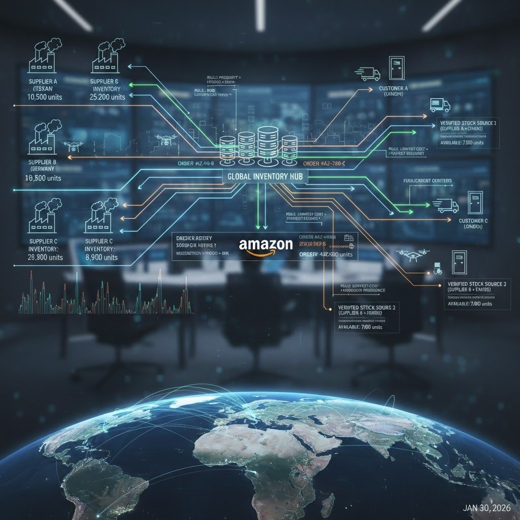 Supplier inventory validation and order routing for Amazon dropshipping.