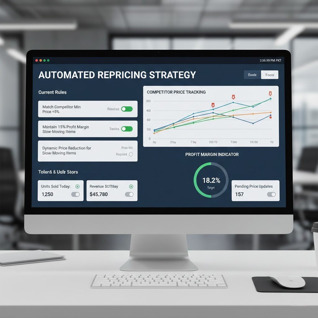 Amazon repricing strategy dashboard protecting Buy Box and margins