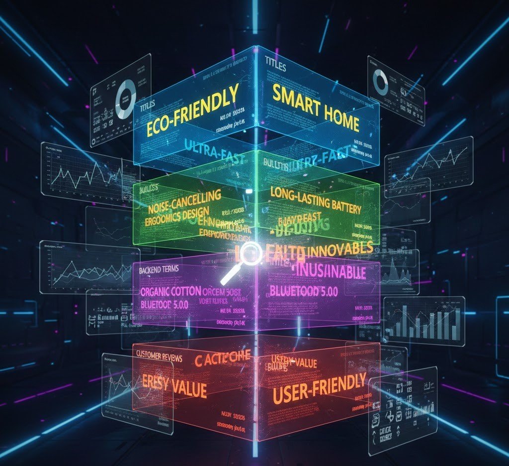 Amazon competitor listing keyword extraction from titles, bullets, and customer reviews.