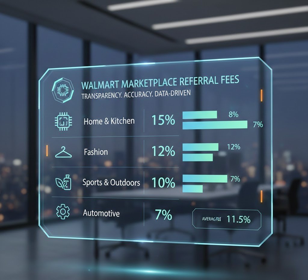 Walmart Marketplace referral fee breakdown by product category.