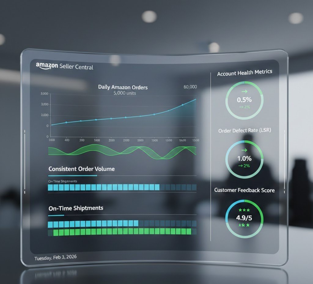 Stable Amazon order flow and operational performance dashboard.