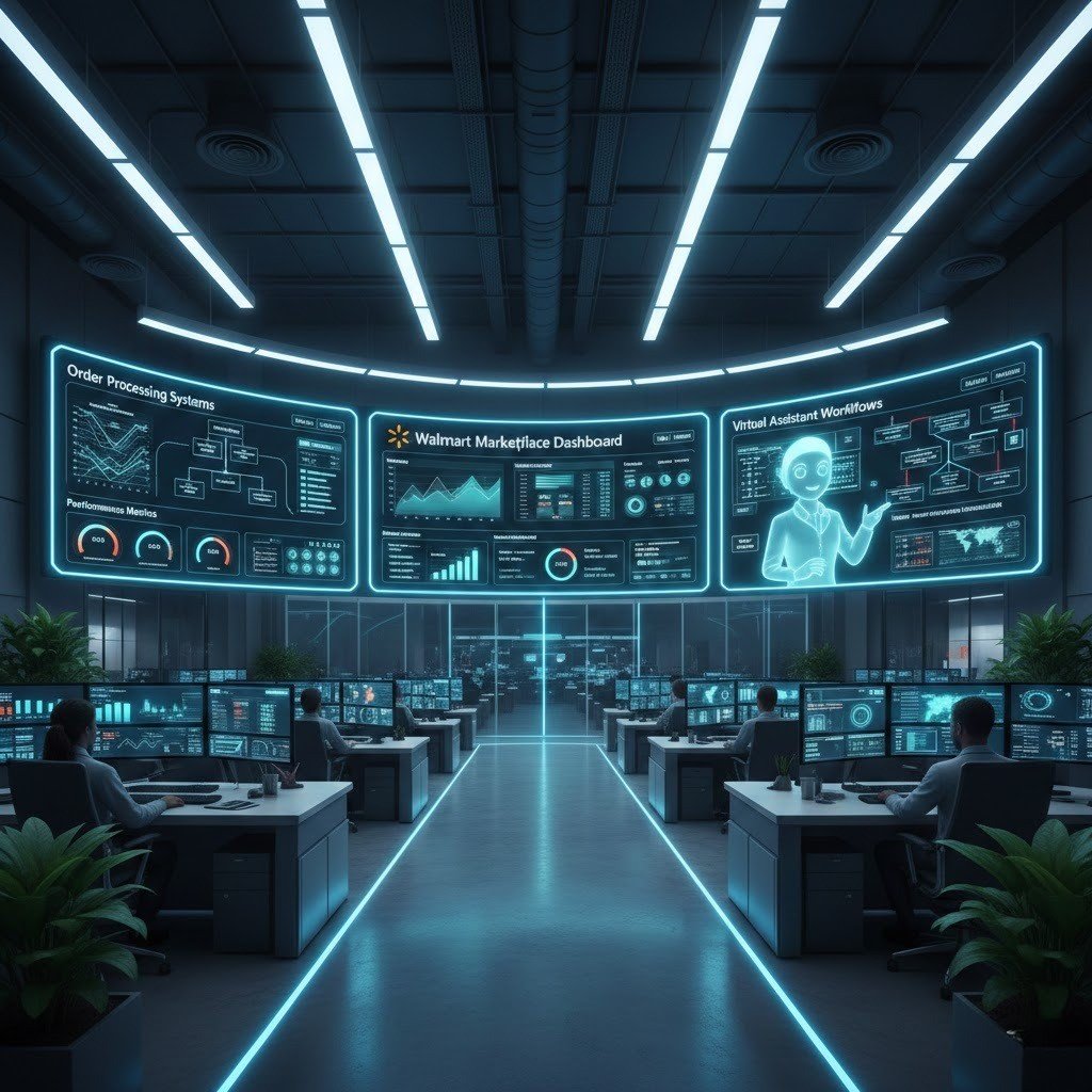 Walmart dropshipping operations managed by virtual assistants and performance systems.