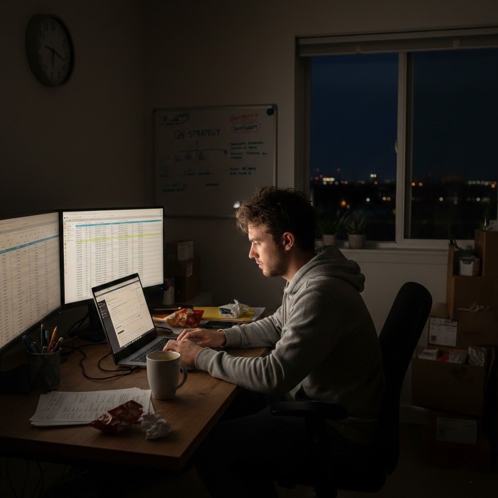 New Amazon side hustle seller managing orders manually from home office.