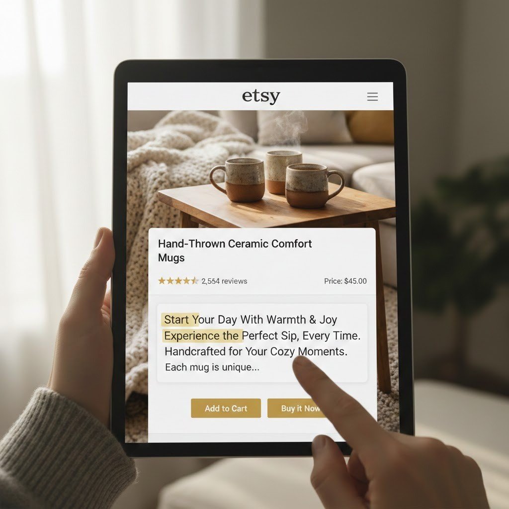 Etsy product description opening lines optimized for buyer intent and conversions.