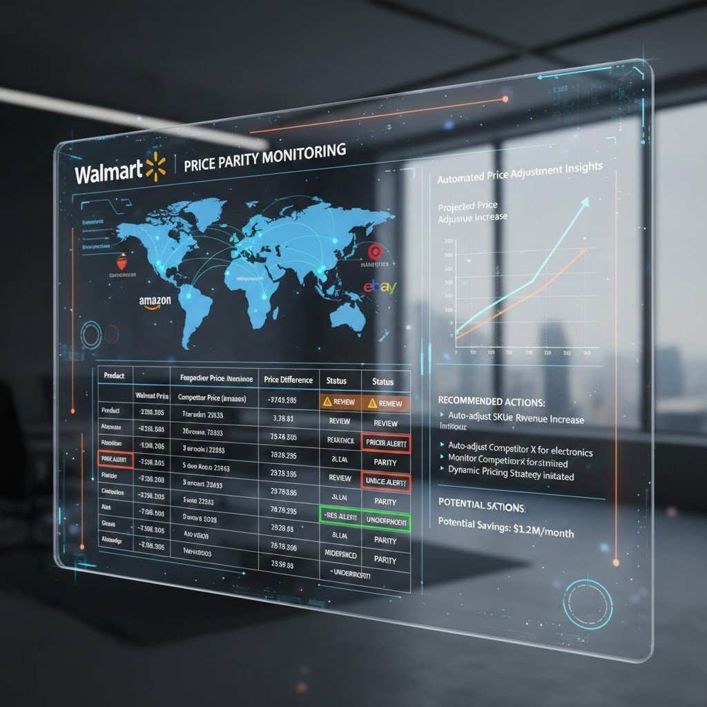 Walmart price parity monitoring dashboard preventing pricing policy violations.