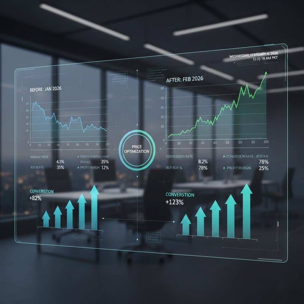 Amazon pricing performance analysis showing conversion rate and margin impact after repricing.