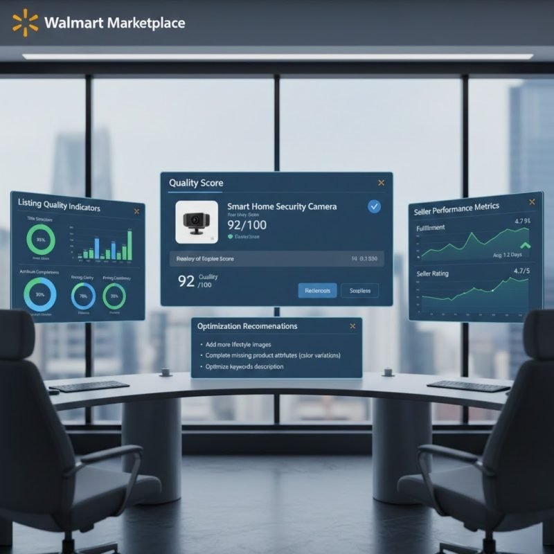 Walmart listing quality score optimization dashboard improving product visibility and sales.