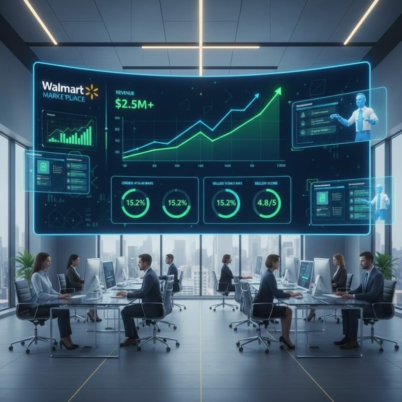 Walmart dropshipping revenue growth dashboard managed by virtual assistants.